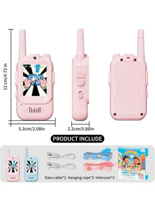 2-Pack Kids Video Walky Talky with HD Camera | Rechargeable Long Range Toy for Boys & Girls Ages 3-8 | Voice Changer, Auto Pairing for Outdoor Play, Camping & Travel Gifts | Parent-Child Intercom