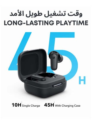 R50i NC by Anker Noise Cancelling Earbuds, Strong and Smart Noise Cancelling, Powerfuli Bass, 45H Playtime, 2-in-1 Case and Phone Stand, IP54, Wireless Earbuds, Bluetooth 5.4, App Control Black